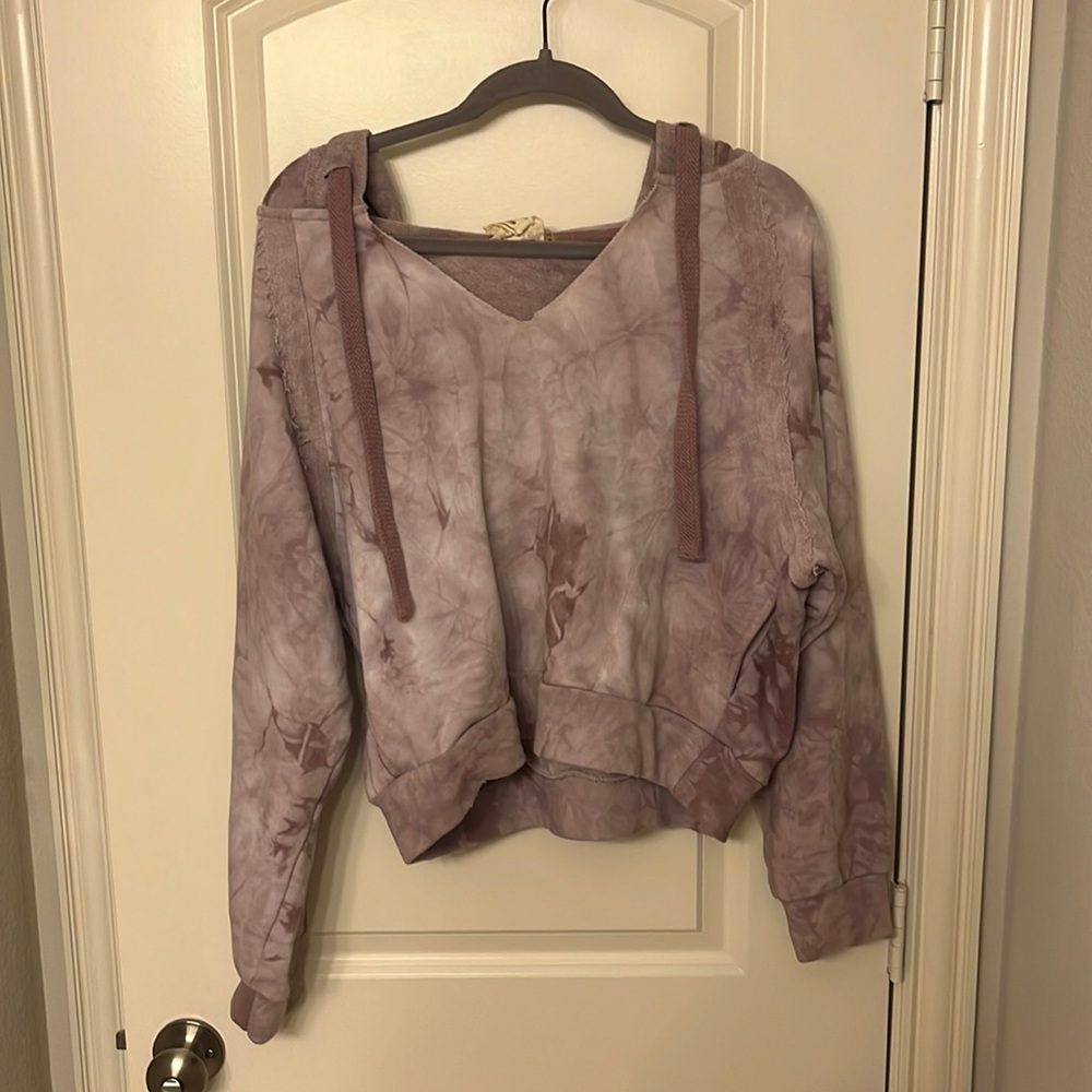 Tie dye cropped purple hoodie.